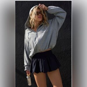 Free People x FP Movement Bubble Zip Up Hoodie, Grey, Cotton, NWT, Size Large